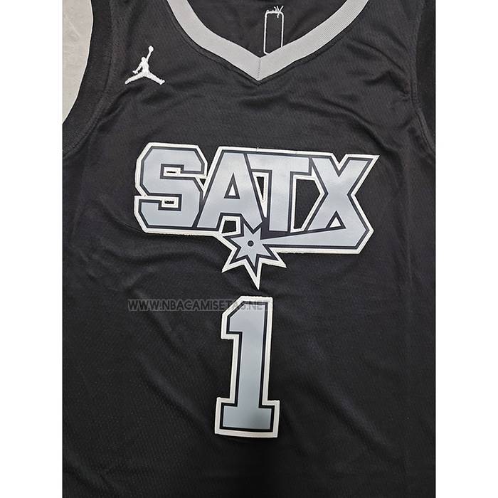 Camiseta San Antonio Spurs Victor Wembanyama NO 1 Statement 2022-23 Negro